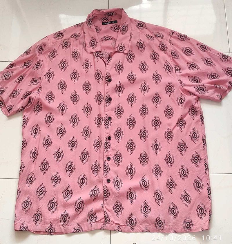 Pink Printed Short Sleeve Shirt