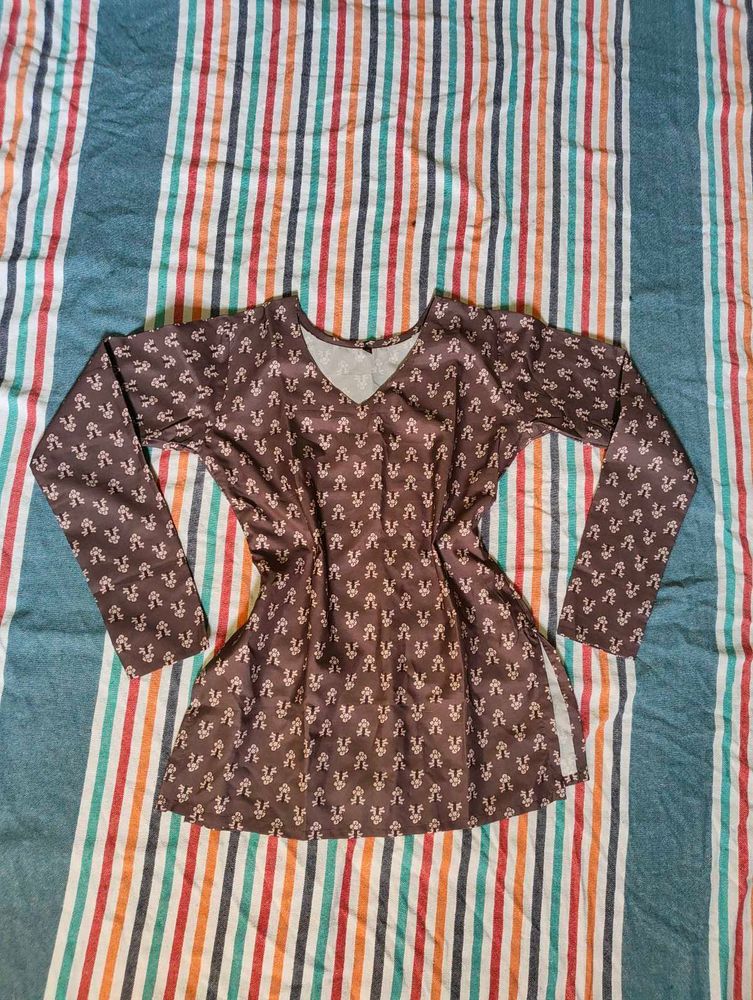 Brown Printed Kurta
