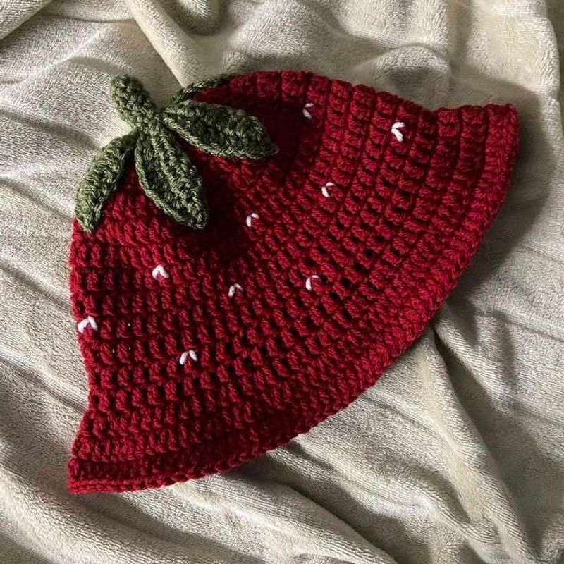 Handmade Crochet Strawberry Hat