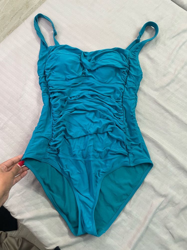 Teal Ruched One-Piece Swimsuit