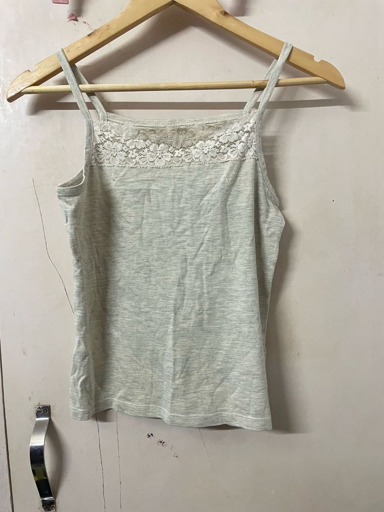 Light Grey Camisole with Lace Detail