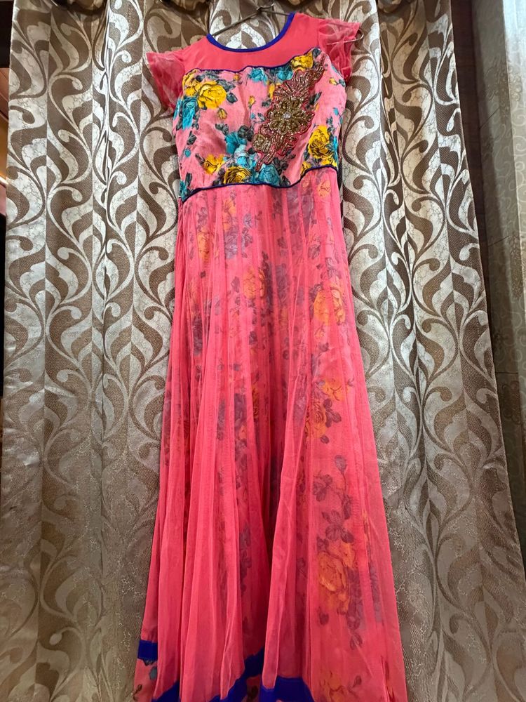 Beautiful Floral Print Ethnic Gown