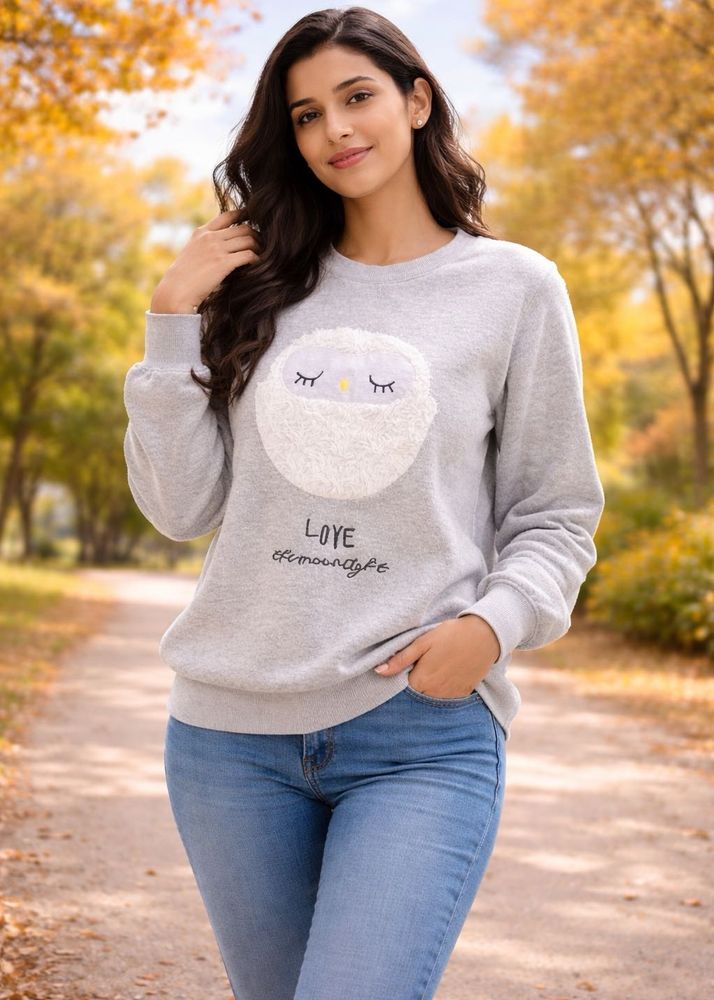 Cute Owl Graphic Fleece Sweatshirt