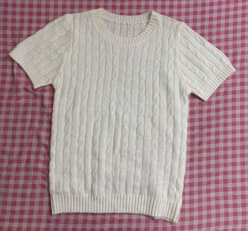Cable Knit Short Sleeve Top