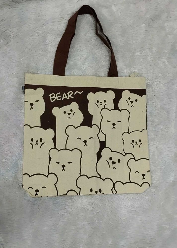 Cute Bear Print Tote Bag