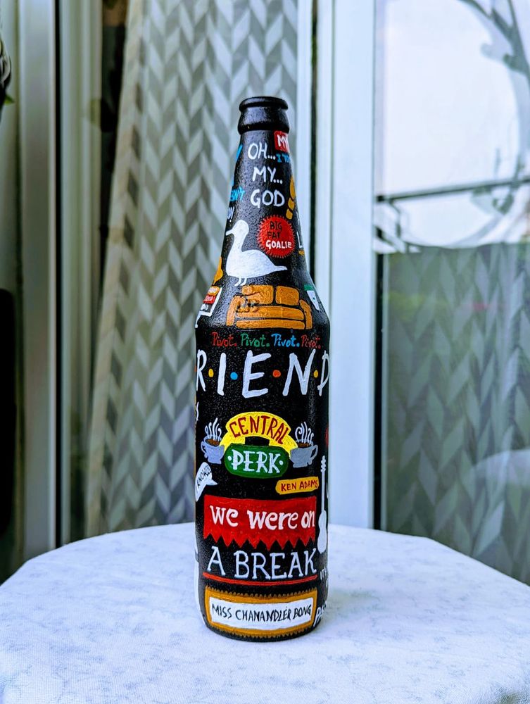 "Friends" Hand-Painted Decorative Bottle