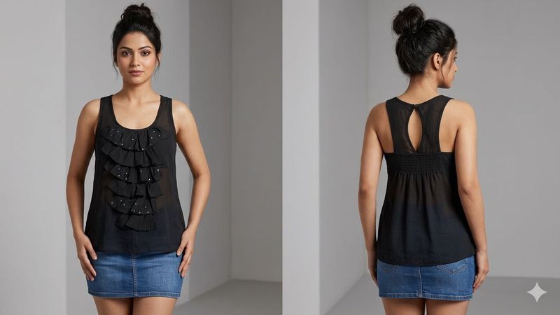 Vero Moda Elegant Black Ruffled Top