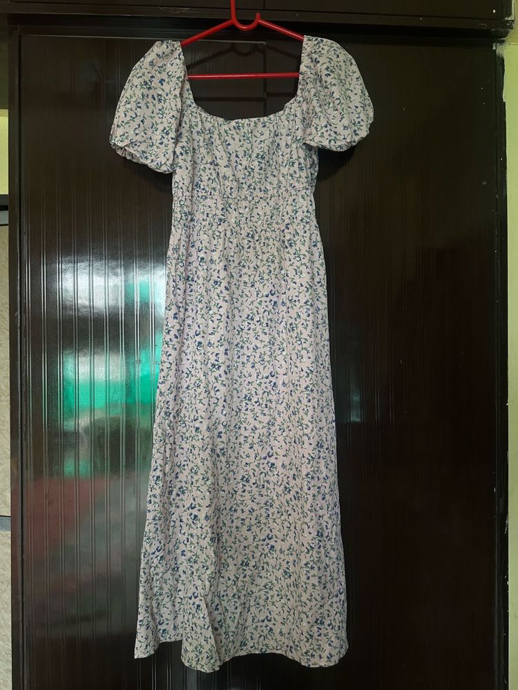 Floral Print Square Neck Dress