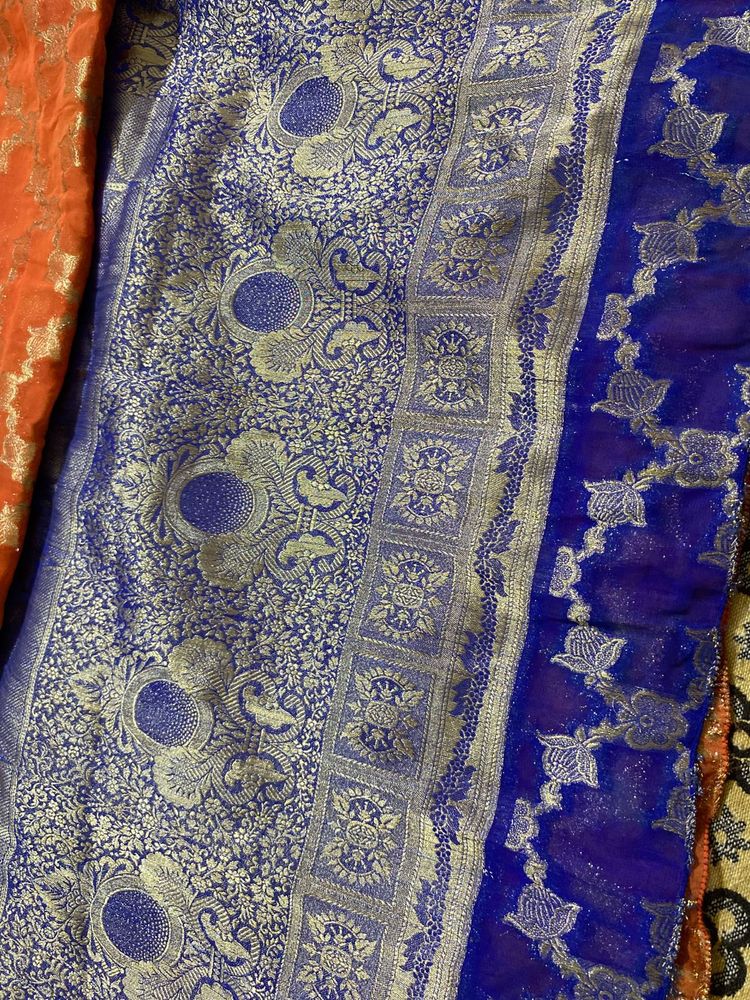 Beautiful Orange &amp; Blue Saree❤️❤️