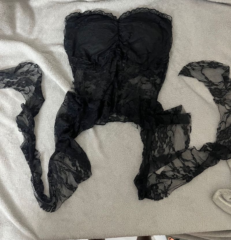 Sheer Black Lace Corset Top