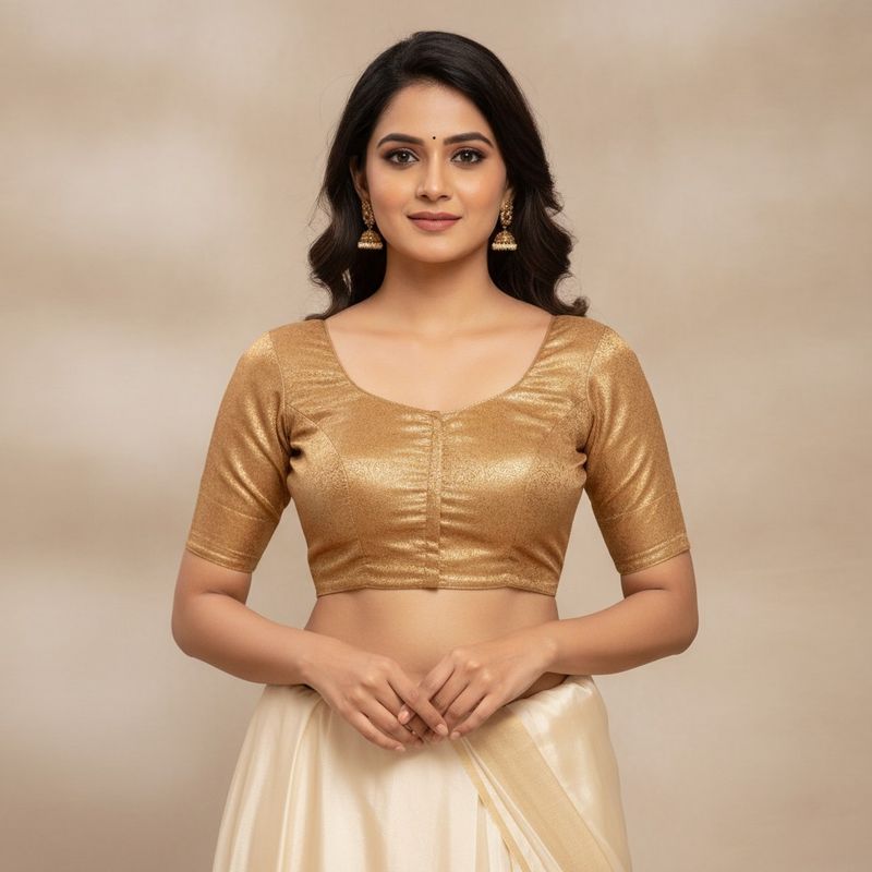 Golden Grace Brocade Blouse