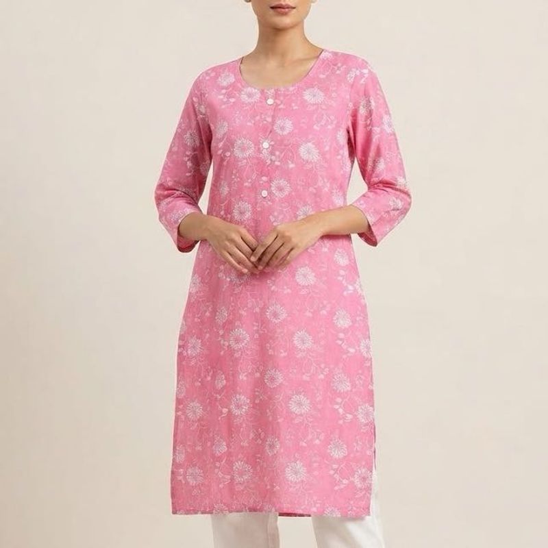 Vibrant Pink Floral Kurta