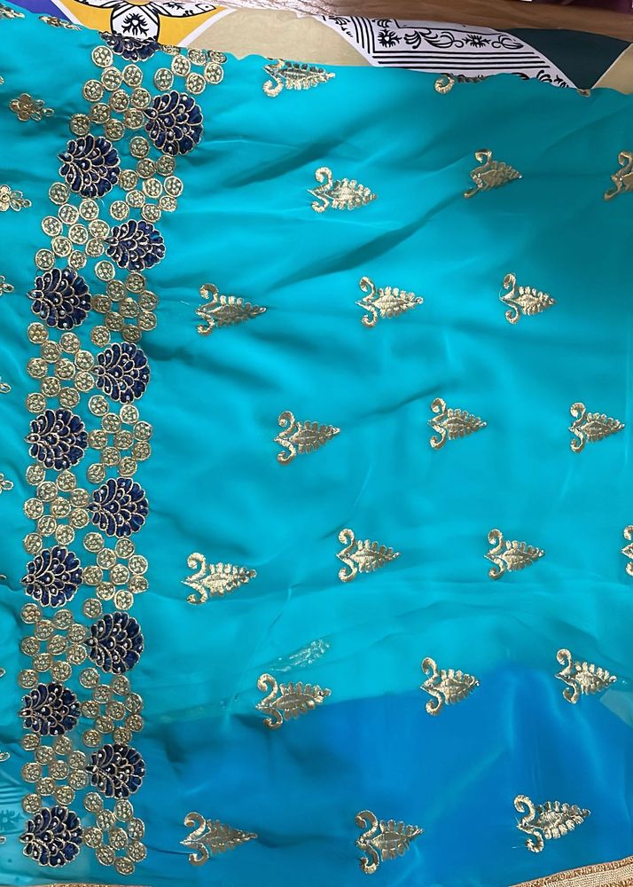 Stunning Teal Embroidered Fabric