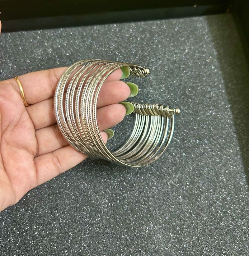 Boho Multi-Strand Silver Bangle Set