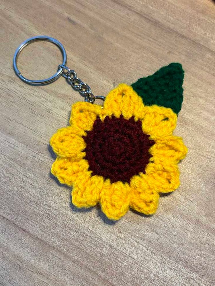 Handmade Crochet Sunflower Keychain