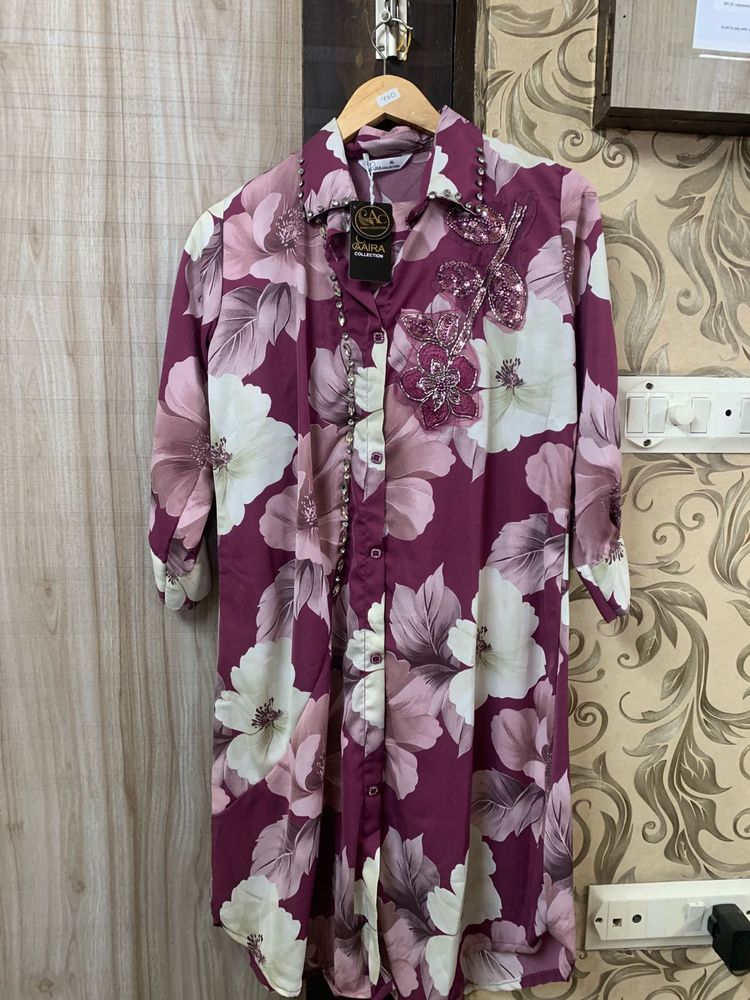 Floral Print Embellished Kurta with pant party wea