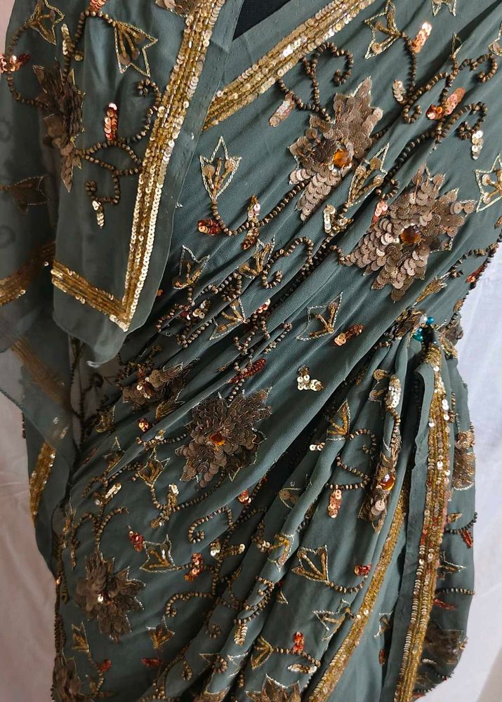 3D sequence hand  uquin work 💯  🤩  saree