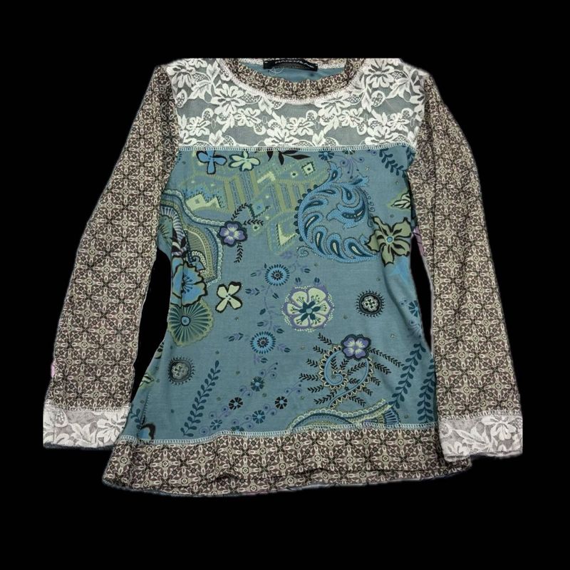 𓏲๋࣭࣪˖🪼.ᐟBoho Paisley Print Top