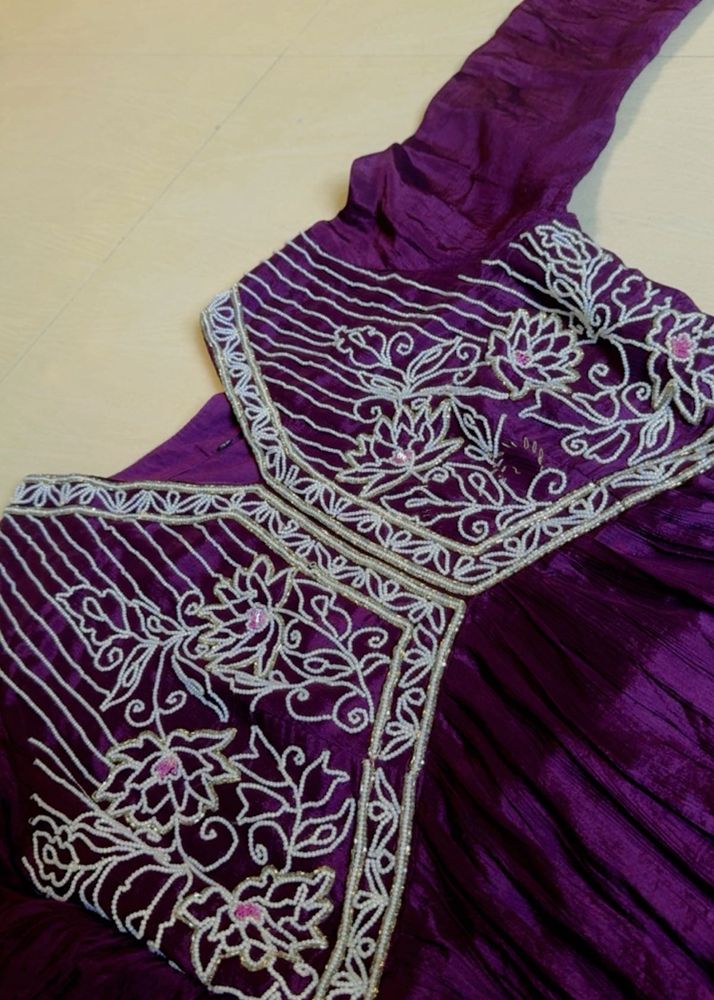 Purple Embroidered Nyra cut suit