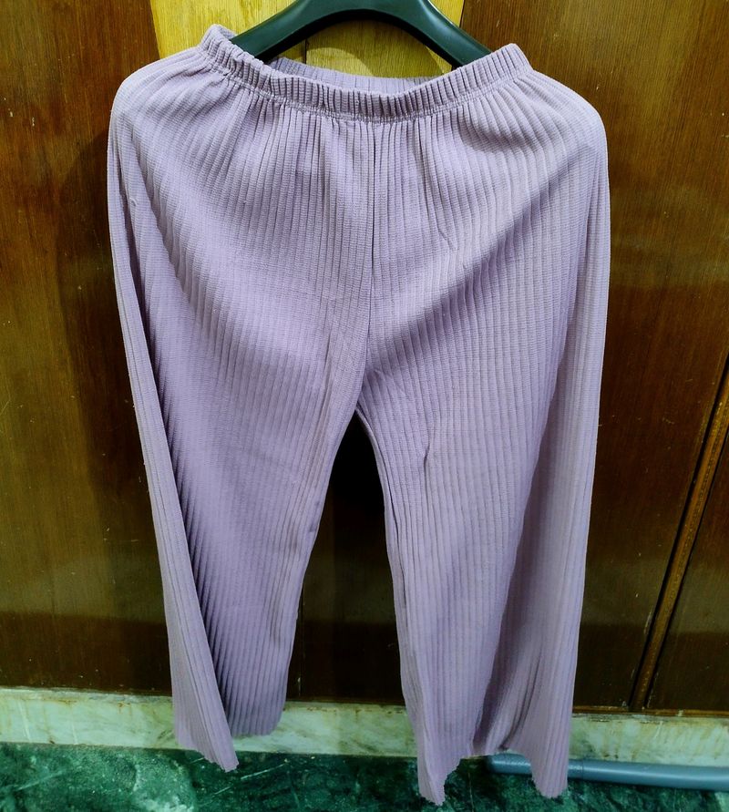 Lilac Ribbed Knit Pants