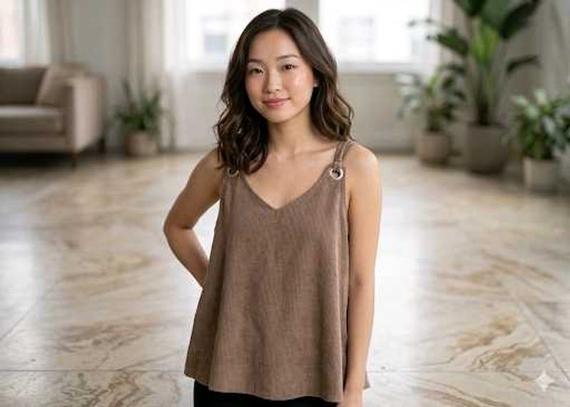Chic Brown V-Neck Camisole Top