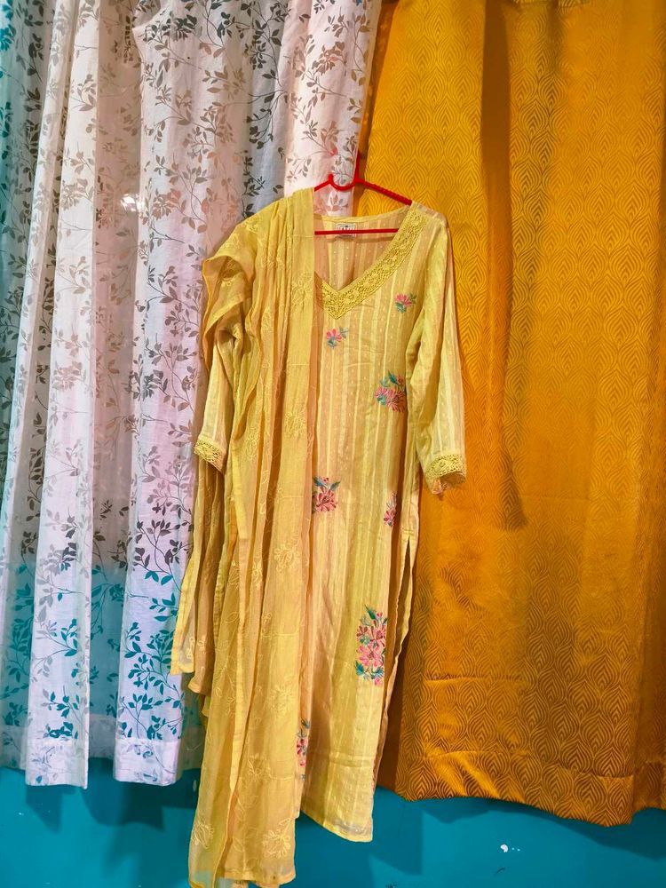 Elegant Yellow Kurta Set with Dupatta