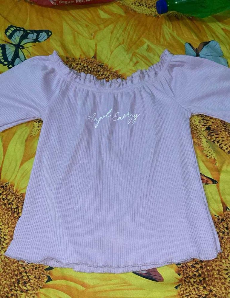 Cute Off-Shoulder "Angel Energy" Top