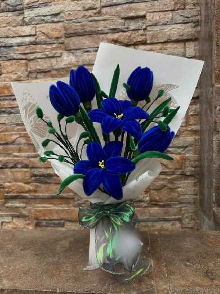 Blue Velvet Flower Bouquet