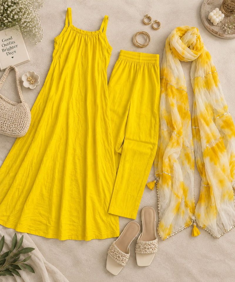 Yellow Kurti set with dupatta🌼🐝