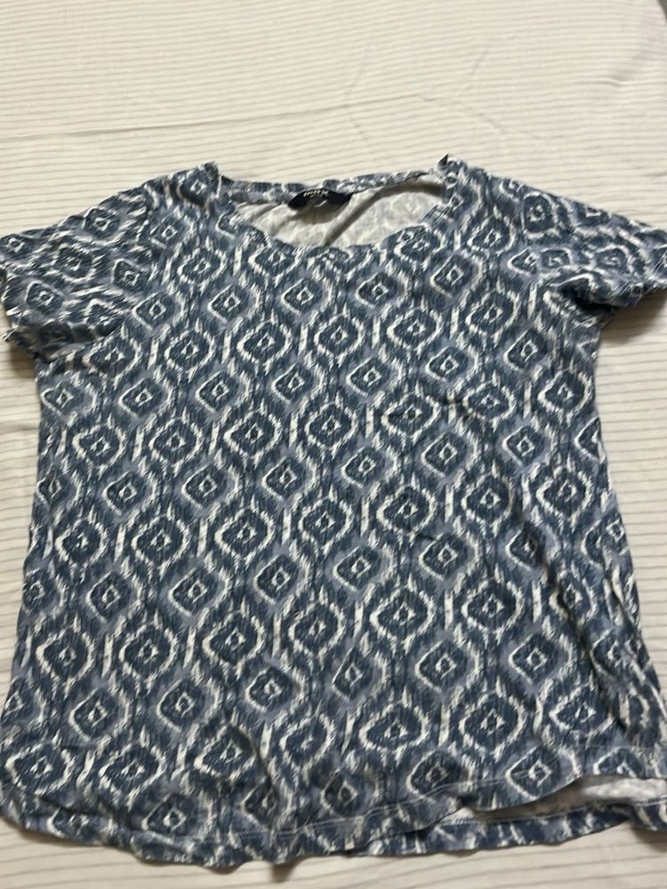 Blue Geometric Print T-Shirt