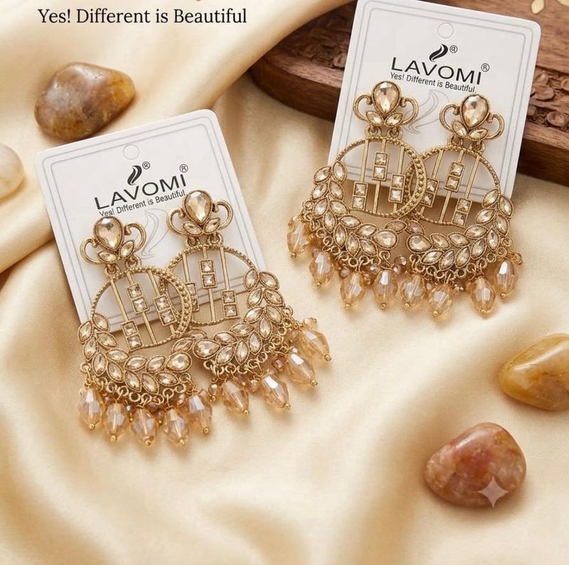 Elegant Gold Toned Jhumka Earrings
