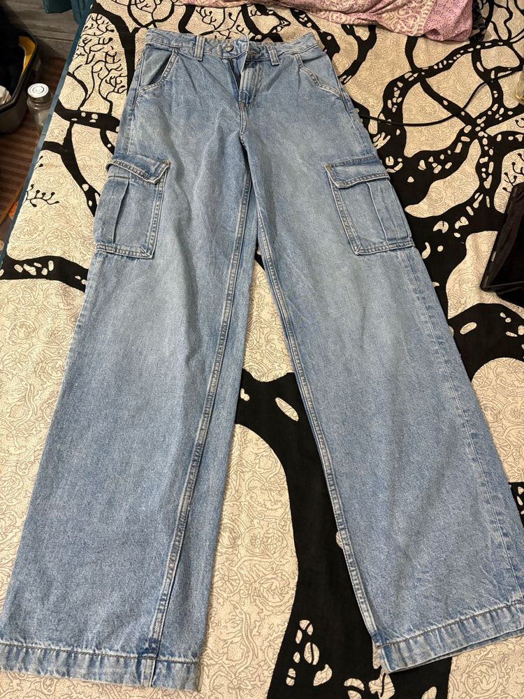 Light Wash Cargo Jeans