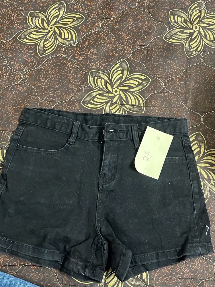 Classic Black Denim Shorts