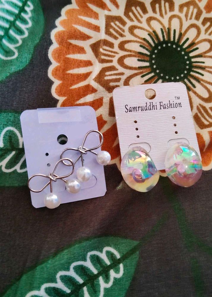 Elegant Pearl &amp; Iridescent Earrings Set