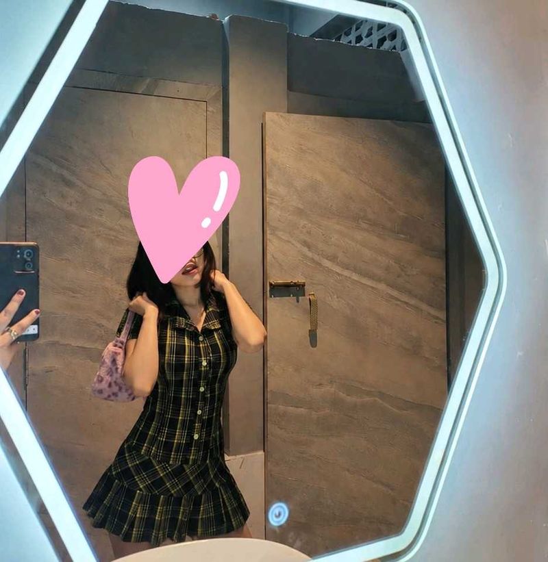 Black &amp; Yellow Plaid Mini Dress
