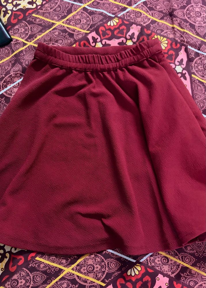Maroon Flared Skirt