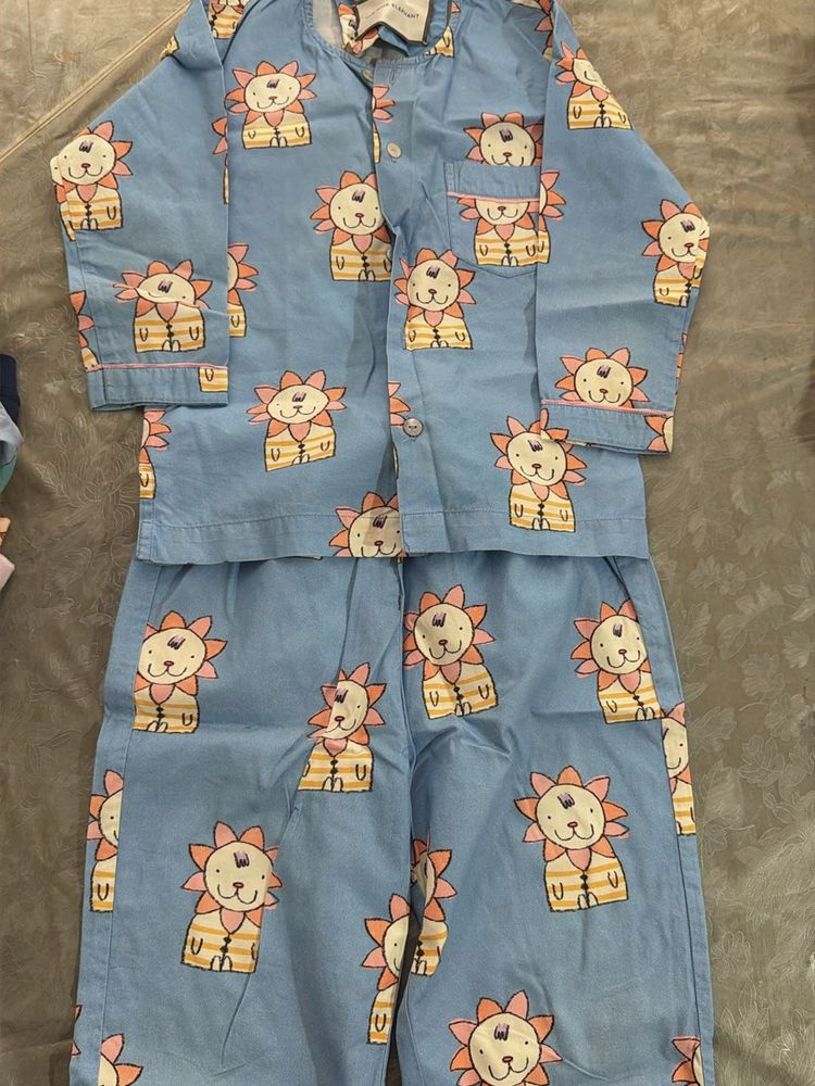 Cute Lion Print Pajama Set