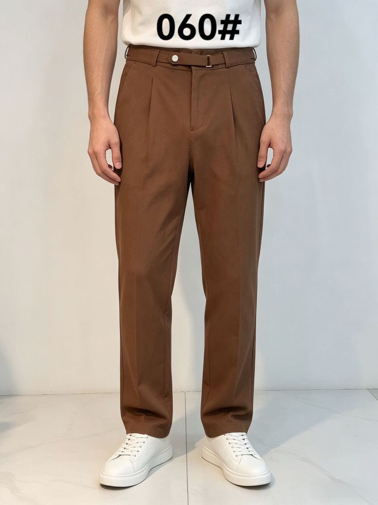 Men's Brown Pleated Trousers