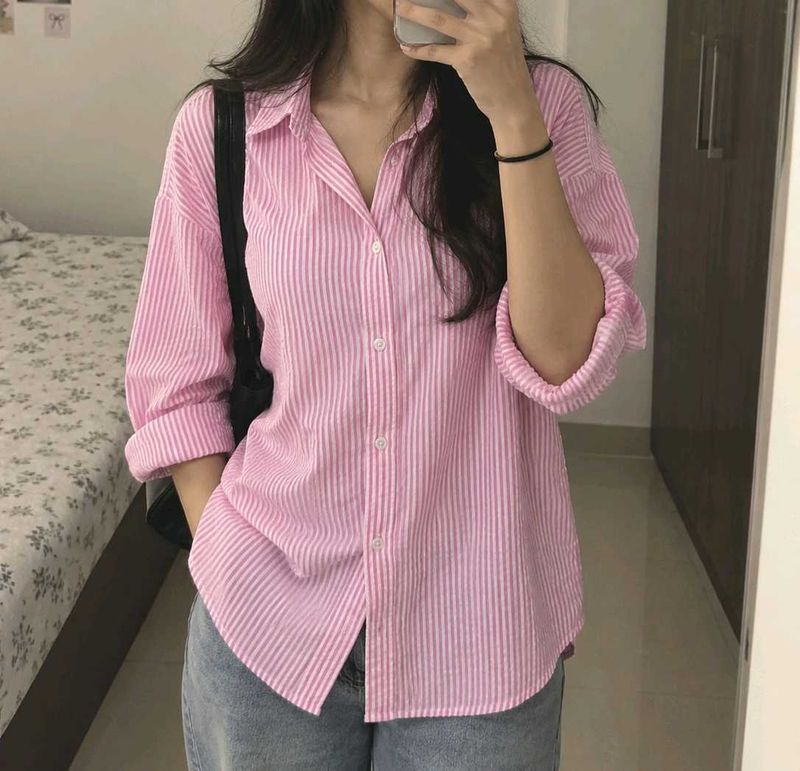 Pink Striped Casual Shirt