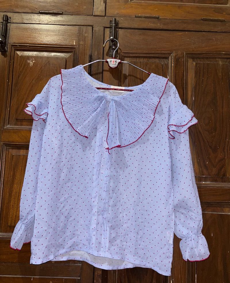 Polka Dot Ruffle Blouse