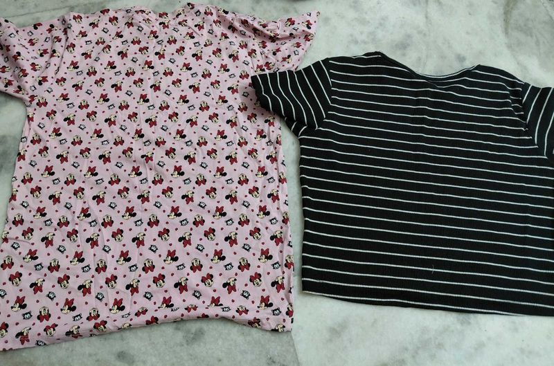 Cute Minnie Mouse &amp; Striped T-Shirts combo offfer