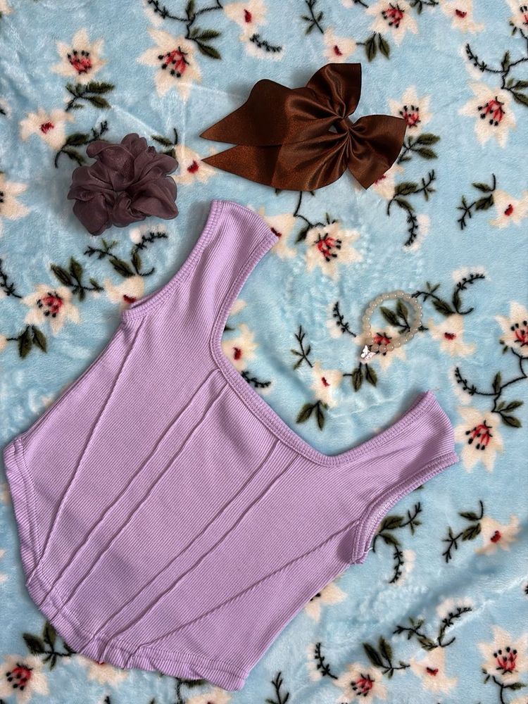 Lavender Ribbed Corset Top - New