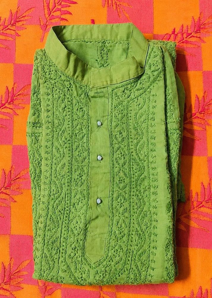Green Embroidered Kurta