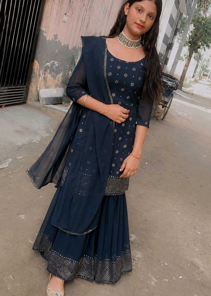 Stylish Navy Blue Kurta Set