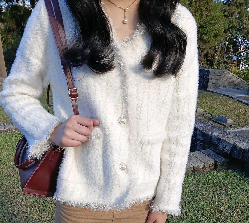 white cardigan