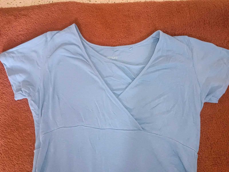 Blue Wrap Front T-Shirt