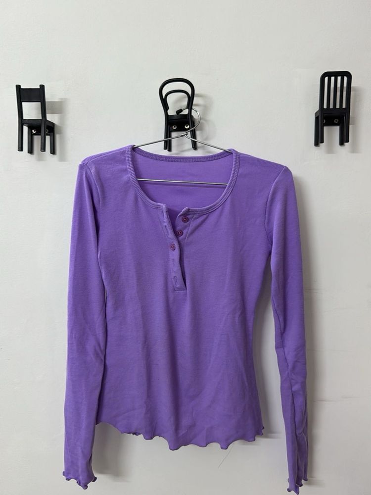 Purple Long Sleeve Henley Top