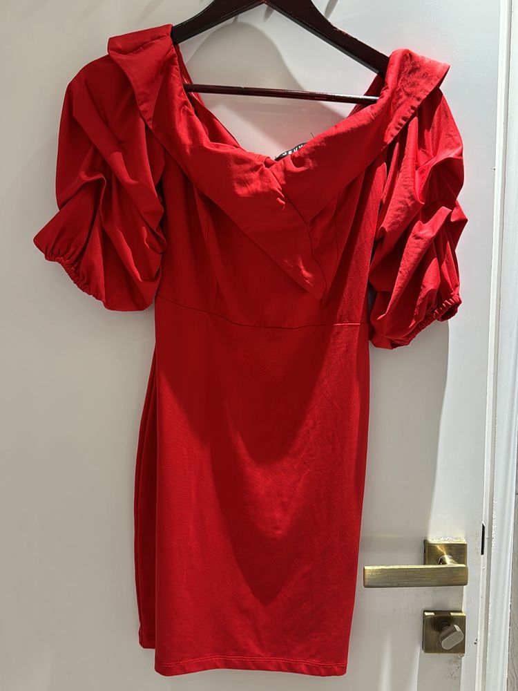 Red Off-the-Shoulder Mini Dress