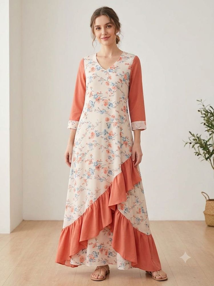 plus size Floral Ruffle Maxi Dress