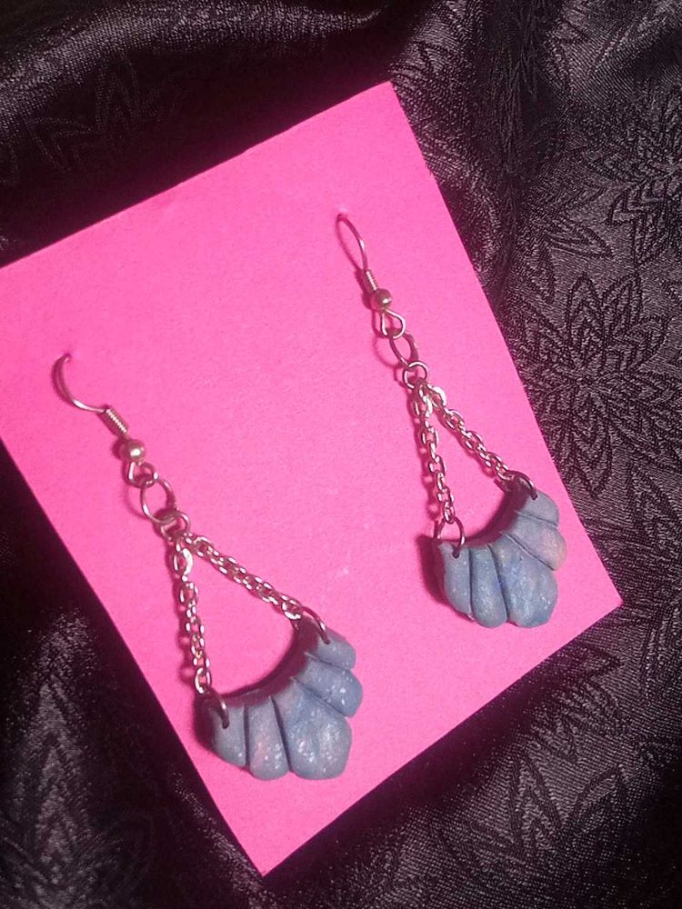 Handmade Blue Fan Earrings
